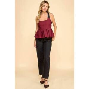 NEW BABY PINK racer back babydoll halter top in maroon